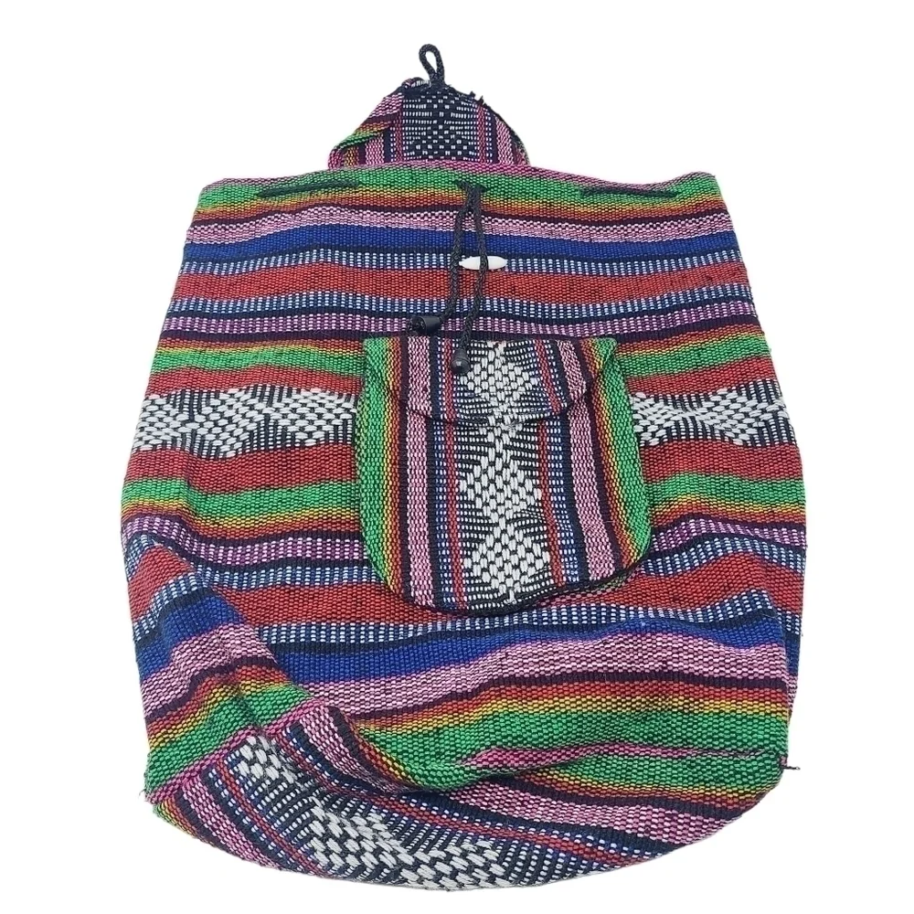Unbranded | Multicolored Bohemian Baja Fabric Backpack or Bookbag (One Size)